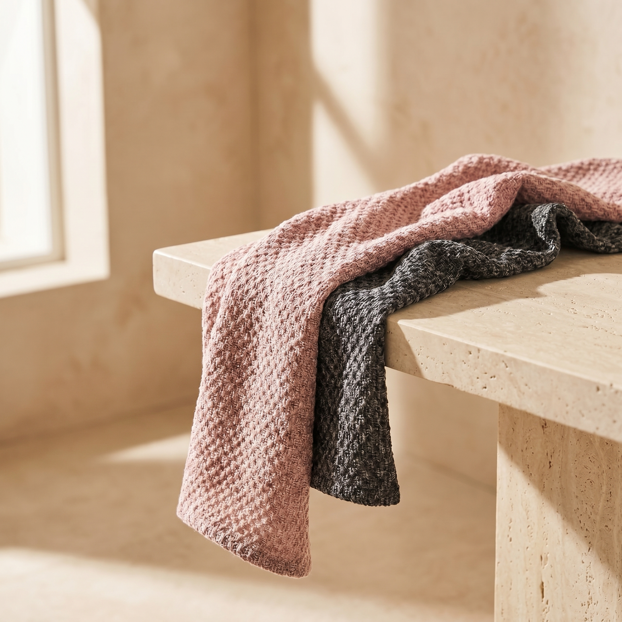 KESA exfoliating shower towels in Pink and Black